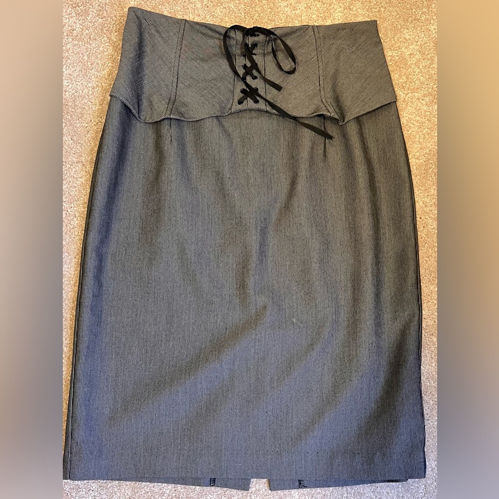 Worthington Charcoal Pinstripe Pencil Skirt